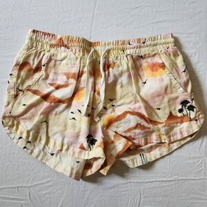 Billabong Women's Road Trippin Elastic Waist Shorts 2" Linen Blend Sunset Medium